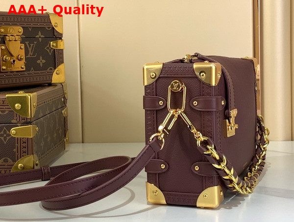 Louis Vuitton Side Trunk MM in Wine Red Calf Leather with a Braided Chain M25669 Replica