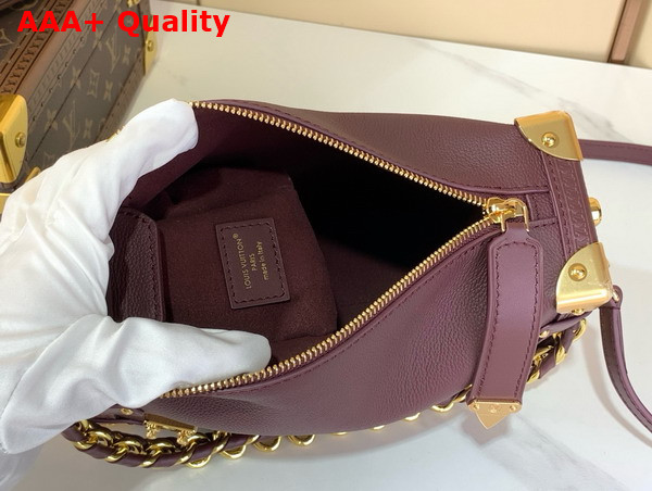 Louis Vuitton Side Trunk MM in Wine Red Calf Leather with a Braided Chain M25669 Replica