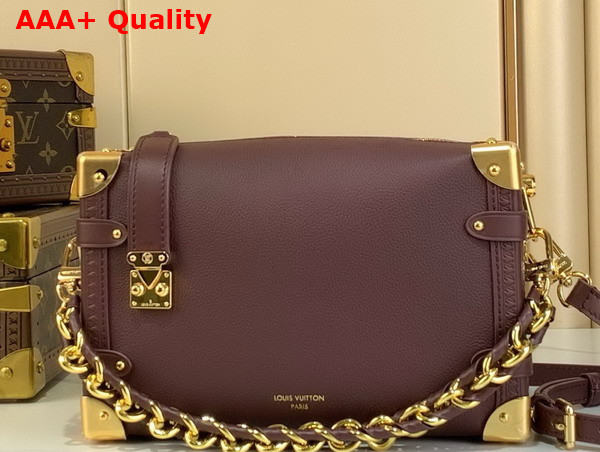 Louis Vuitton Side Trunk MM in Wine Red Calf Leather with a Braided Chain M25669 Replica