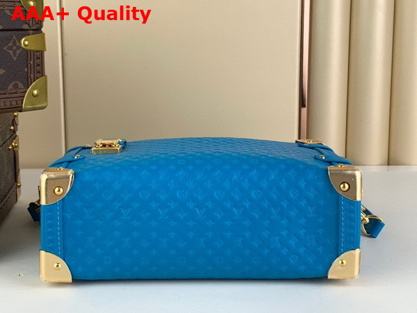 Louis Vuitton Side Trunk in Sky Blue Calfskin with a Nano Version of the Monogram Embossed Into the Leather Replica