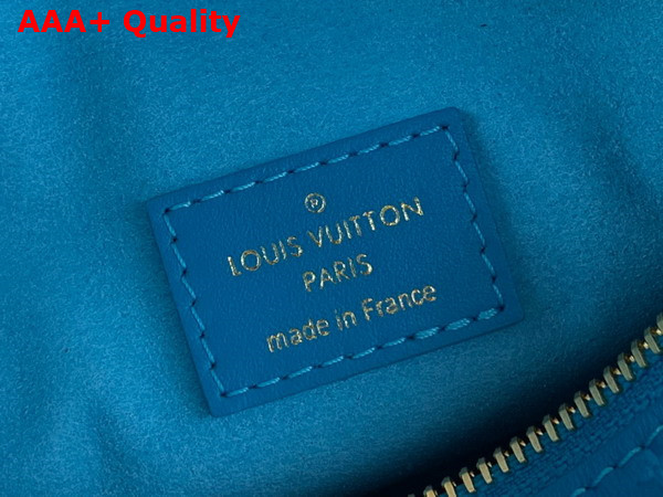 Louis Vuitton Side Trunk in Sky Blue Calfskin with a Nano Version of the Monogram Embossed Into the Leather Replica