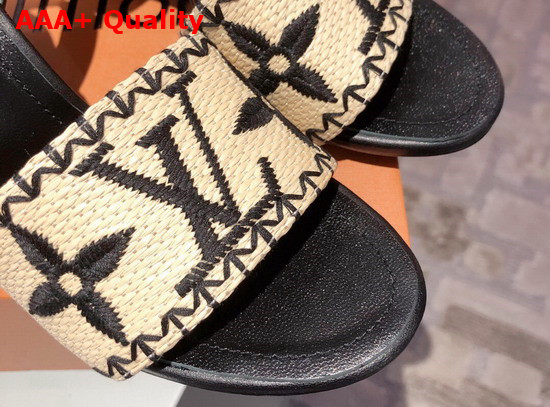 Louis Vuitton Sienna Sandal Raffia and Black Calf Leather Replica