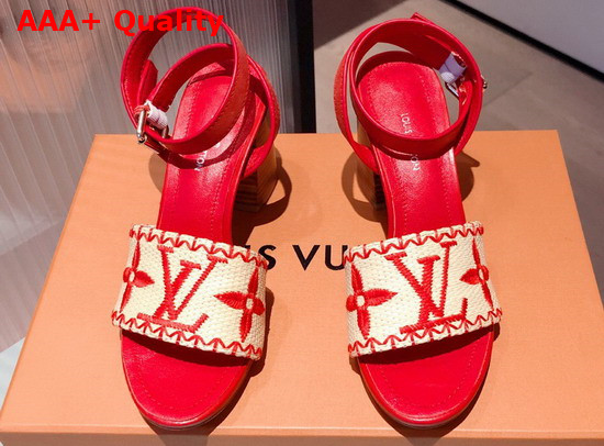 Louis Vuitton Sienna Sandal Raffia and Red Calf Leather Replica
