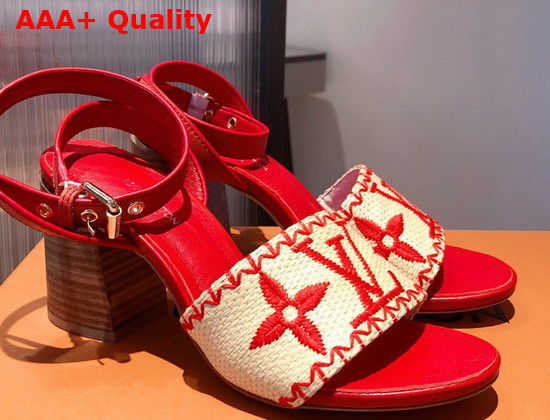 Louis Vuitton Sienna Sandal Raffia and Red Calf Leather Replica