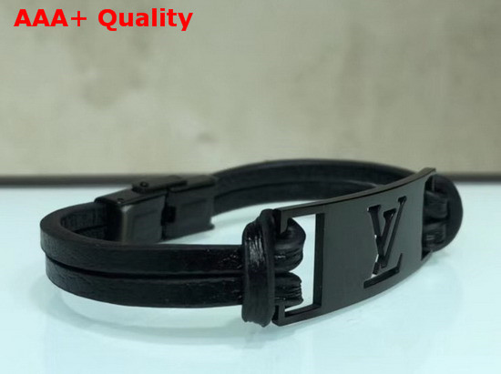 Louis Vuitton Sign it Bracelet Black Calf Leather with Black Buckle Replica