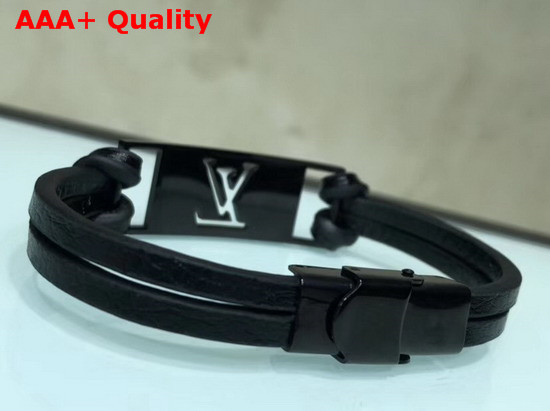 Louis Vuitton Sign it Bracelet Black Calf Leather with Black Buckle Replica