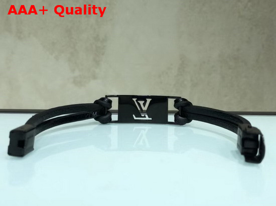 Louis Vuitton Sign it Bracelet Black Calf Leather with Black Buckle Replica