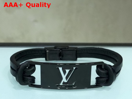 Louis Vuitton Sign it Bracelet Black Calf Leather with Black Buckle Replica