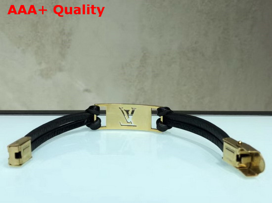 Louis Vuitton Sign it Bracelet Black Calf Leather with Gold Buckle Replica