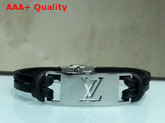 Louis Vuitton Sign it Bracelet Black Calf Leather with Silver Buckle Replica