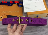 Louis Vuitton Signature 35mm Belt Purple Monogram Printed Washed Denim M0177T Replica