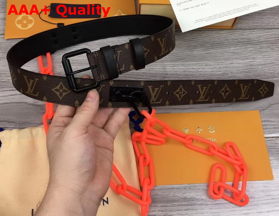 Louis Vuitton Signature Chain 35mm Belt Brown Monogram Macassar Canvas M0180U Replica