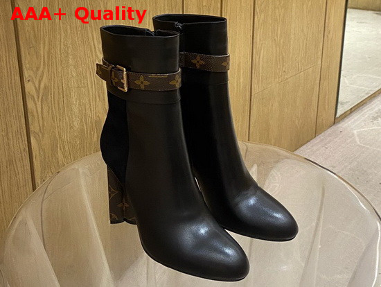 Louis Vuitton Silhouette Ankle Boot Black Calf Leather and Suede Baby Goat Leather 1A84QA Replica