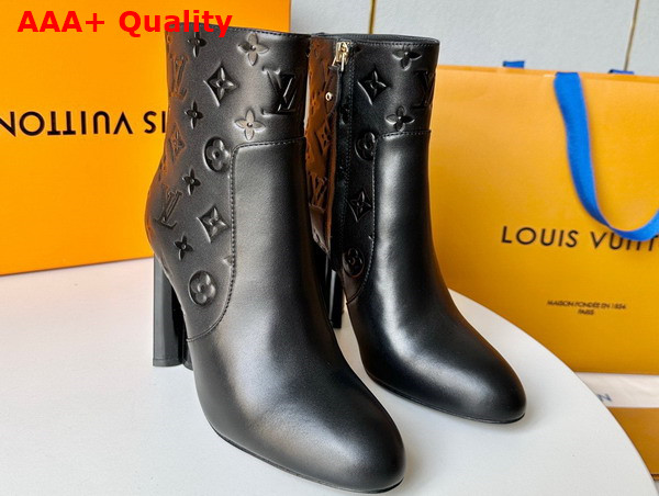 Louis Vuitton Silhouette Ankle Boot in Black Monogram Debossed Calf Leather 1ABP9I Replica