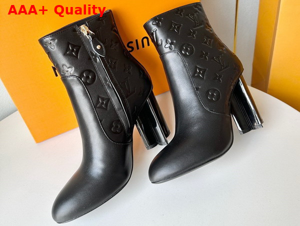 Louis Vuitton Silhouette Ankle Boot in Black Monogram Debossed Calf Leather 1ABP9I Replica