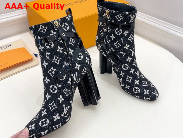 Louis Vuitton Silhouette Ankle Boot in Black Monogram Denim Replica