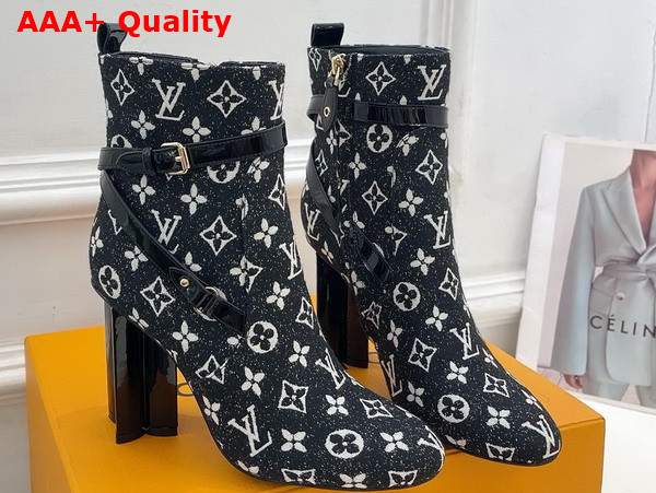 Louis Vuitton Silhouette Ankle Boot in Black Monogram Denim Replica