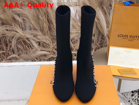 Louis Vuitton Silhouette Ankle Boot in Black Stretch Textile with Embroidered Louis Vuitton Logo Replica