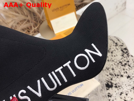 Louis Vuitton Silhouette Ankle Boot in Black Stretch Textile with Embroidered Louis Vuitton Logo Replica