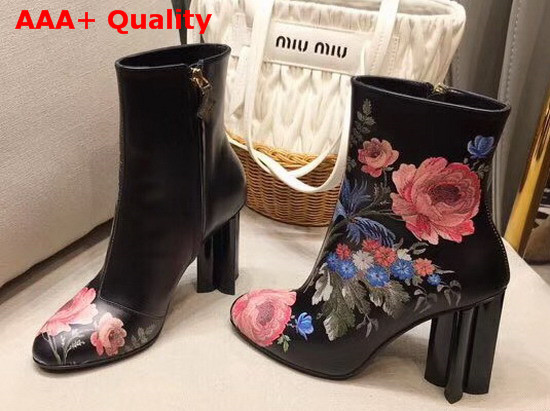 Louis Vuitton Silhouette Ankle Boot in Black with Printed Floral Replica