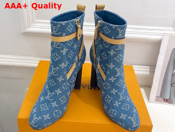 Louis Vuitton Silhouette Ankle Boot in Blue Monogram Denim and Natural Calf Leather 1ACJU0 Replica