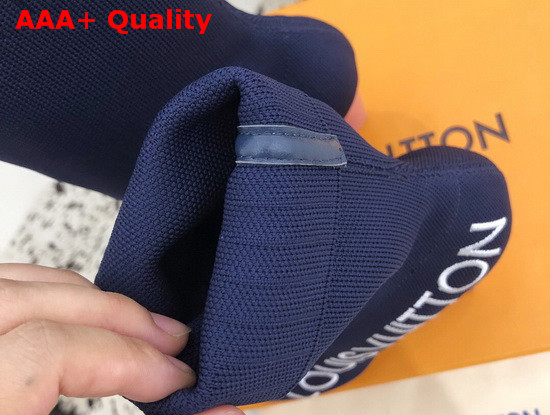 Louis Vuitton Silhouette Ankle Boot in Blue Stretch Textile with Embroidered Louis Vuitton Logo Replica