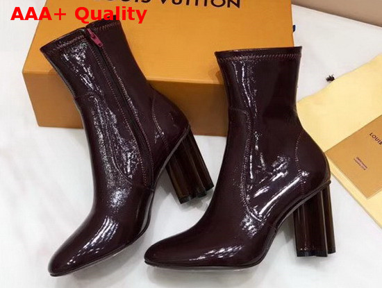 Louis Vuitton Silhouette Ankle Boot in Bordeaux Patent Calf Leather 1A4E14 Replica