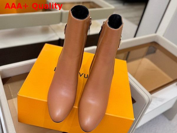 Louis Vuitton Silhouette Ankle Boot in Cognac Brown Plain Calf Leather Replica