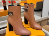 Louis Vuitton Silhouette Ankle Boot in Cognac Brown Plain Calf Leather Replica
