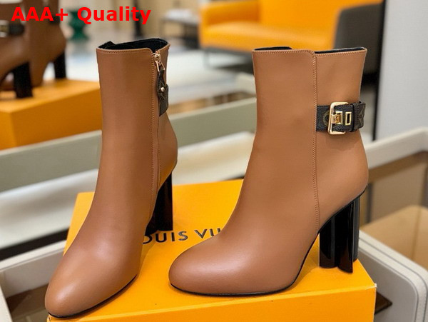 Louis Vuitton Silhouette Ankle Boot in Cognac Brown Plain Calf Leather Replica