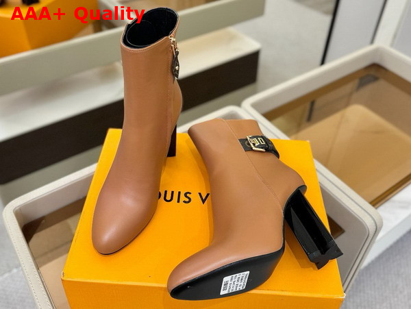 Louis Vuitton Silhouette Ankle Boot in Cognac Brown Plain Calf Leather Replica