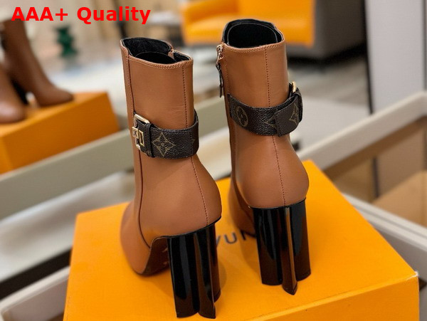 Louis Vuitton Silhouette Ankle Boot in Cognac Brown Plain Calf Leather Replica