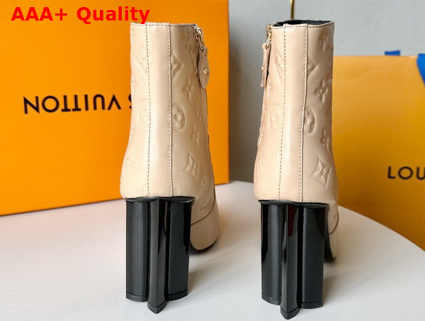 Louis Vuitton Silhouette Ankle Boot in Cream Monogram Debossed Calf Leather Replica