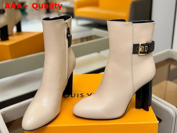 Louis Vuitton Silhouette Ankle Boot in Cream Plain Calf Leather Replica