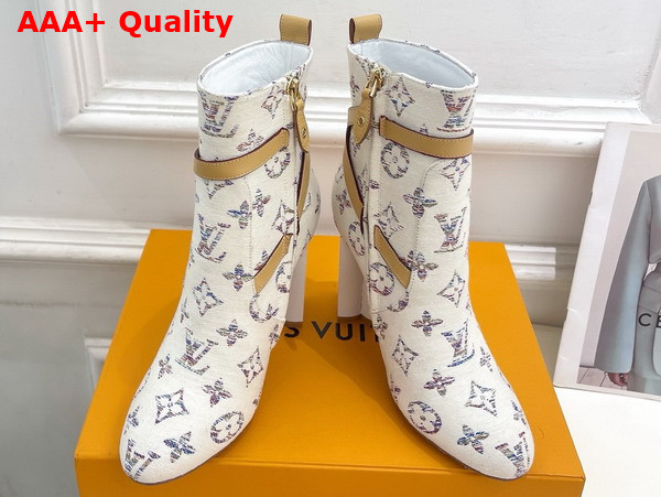 Louis Vuitton Silhouette Ankle Boot in Multicolor White Monogram Jacquard Fabric Replica