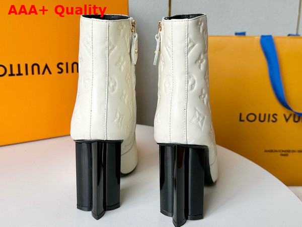 Louis Vuitton Silhouette Ankle Boot in White Monogram Debossed Calf Leather Replica