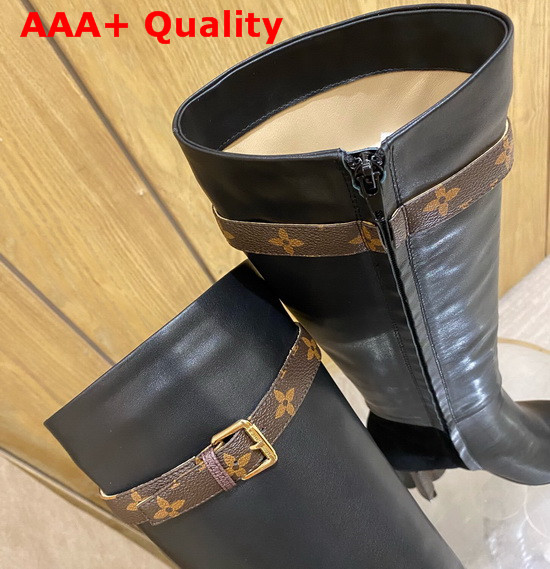 Louis Vuitton Silhouette High Boot Black Calf Leather with Suede Baby Goat Leather 1A84M4 Replica