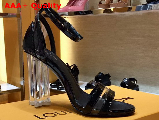 Louis Vuitton Silhouette Sandal Black Patent Leather Replica