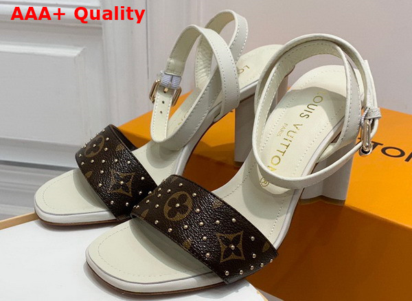 Louis Vuitton Silhouette Sandal in Beige Calf Leather and Monogram Canvas Replica