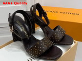 Louis Vuitton Silhouette Sandal in Black Calf Leather and Monogram Canvas Replica