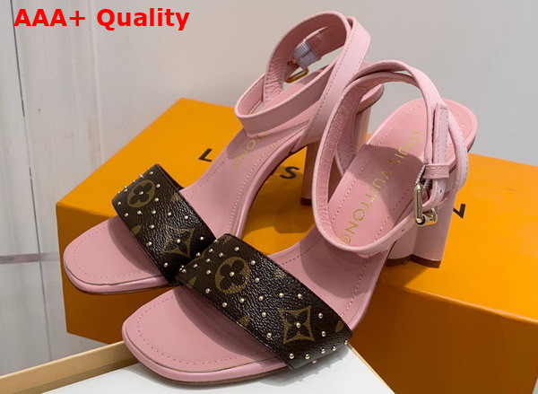 Louis Vuitton Silhouette Sandal in Pink Calf Leather and Monogram Canvas Replica