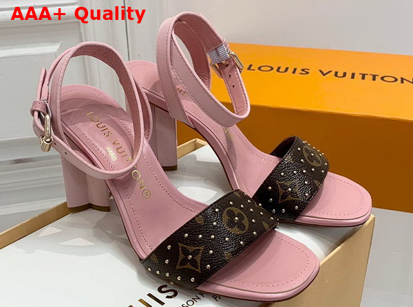 Louis Vuitton Silhouette Sandal in Pink Calf Leather and Monogram Canvas Replica