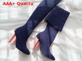 Louis Vuitton Silhouette Thigh Boot in Blue Stretch Fabric Replica