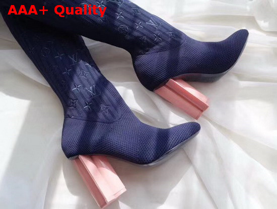 Louis Vuitton Silhouette Thigh Boot in Blue Stretch Fabric Replica