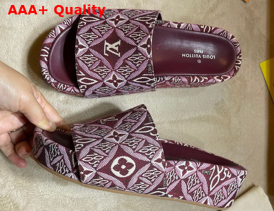 Louis Vuitton Since 1854 Jumbo Platform Mule in Bordeaux Jacquard Textile Replica