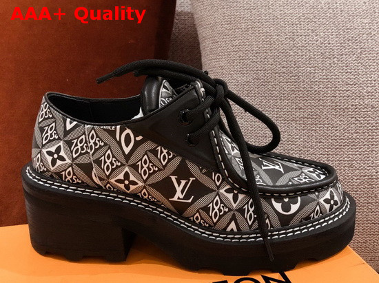 Louis Vuitton Since 1854 LV Beaubourg Platform Derby Shoes in Gray Jacquard Textile 1A8D3G Replica