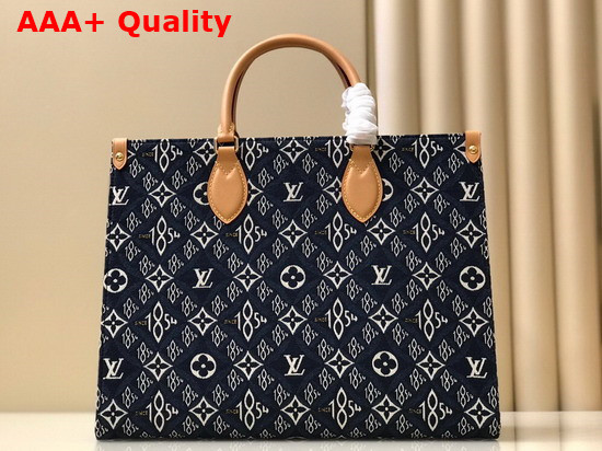 Louis Vuitton Since 1854 Onthego MM Tote Bag in Blue Jacquard Since 1854 Textile Replica