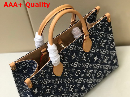 Louis Vuitton Since 1854 Onthego MM Tote Bag in Blue Jacquard Since 1854 Textile Replica