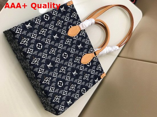 Louis Vuitton Since 1854 Onthego MM Tote Bag in Blue Jacquard Since 1854 Textile Replica