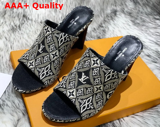 Louis Vuitton Since 1854 Silhouette Mule Black Jacquard Textile Replica